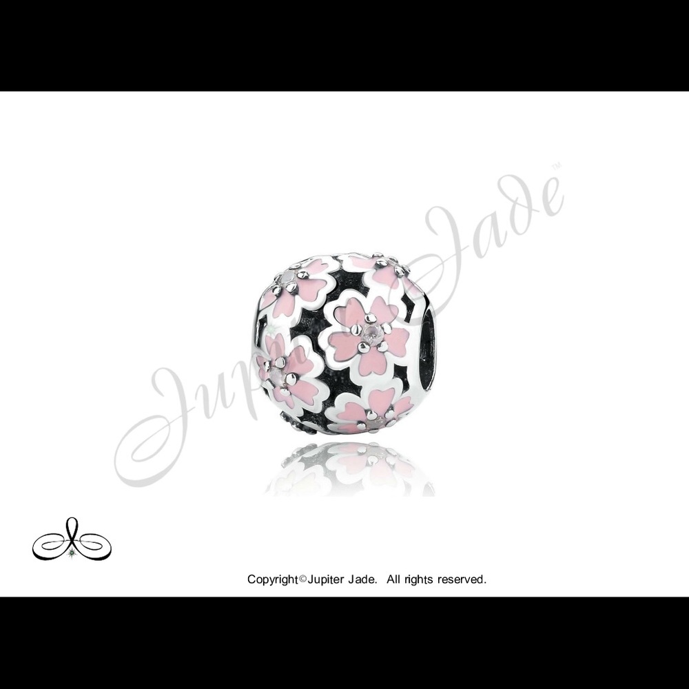 FREE S/H  925 Silver CZ enamel Heart charm - Fits Pandora